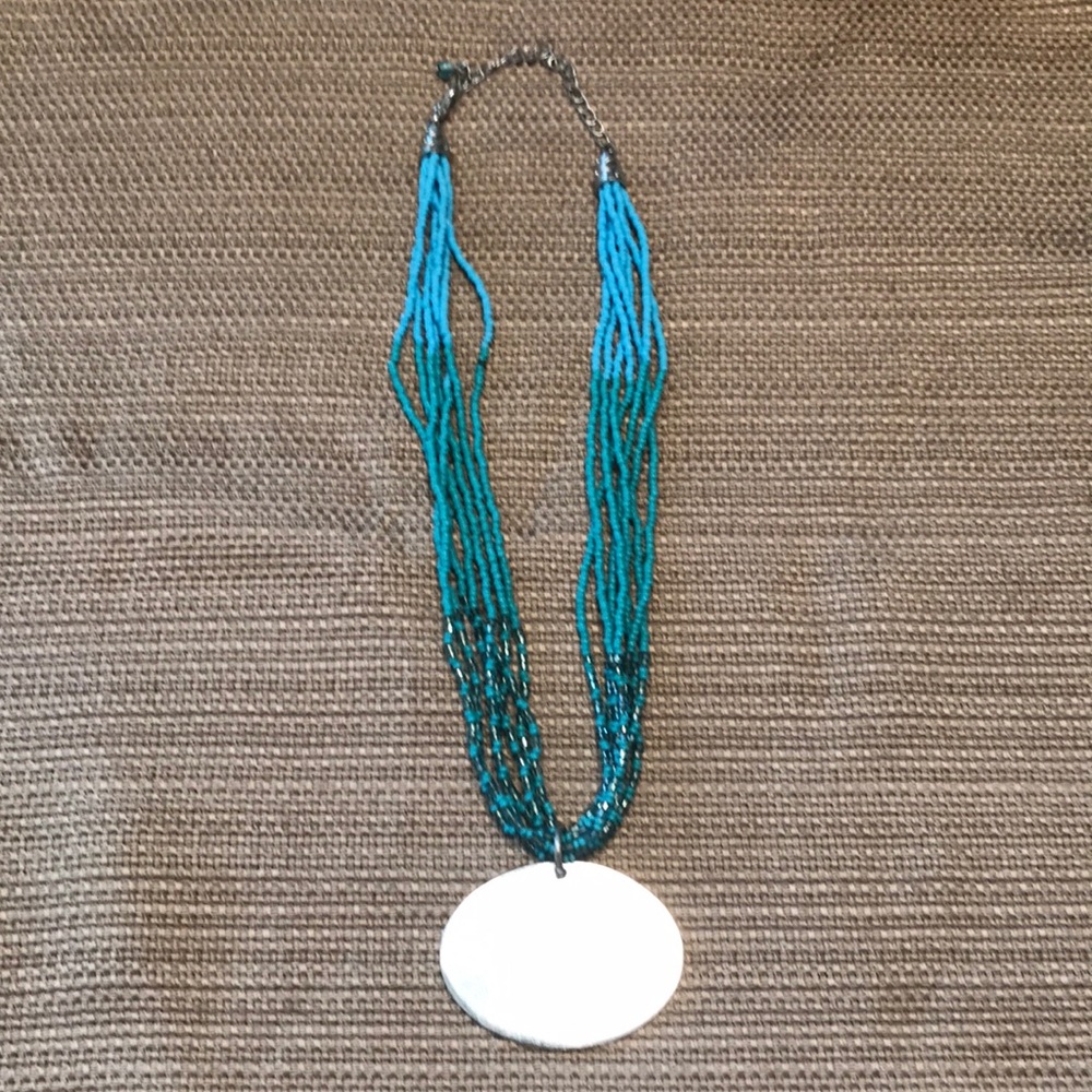 Teal and silver necklace